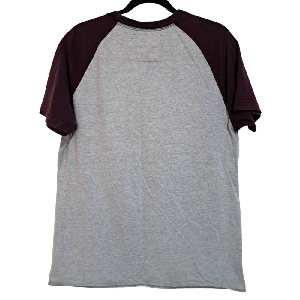 Aeropostale Mens Raglan Graphic T-Shirt Size L Gray & Burgundy - Picture 4 of 8